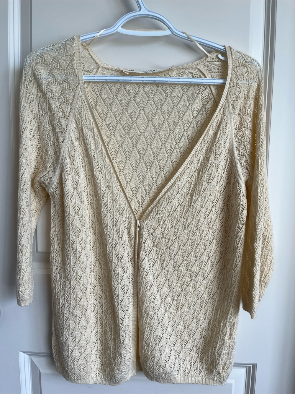 Zara Light Cream Open Knit Cardigan for Women, Size L